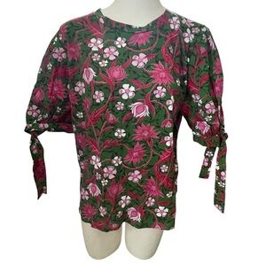 Zara top floral tie sleeves Size XL
